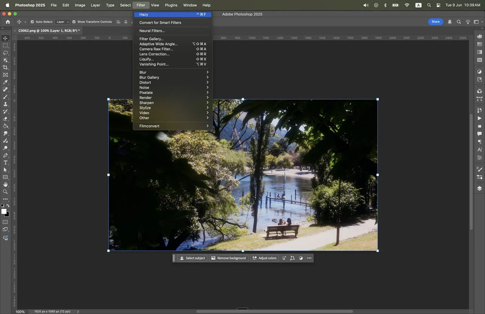 Photoshop Last Filter command repeating the Hazy edit