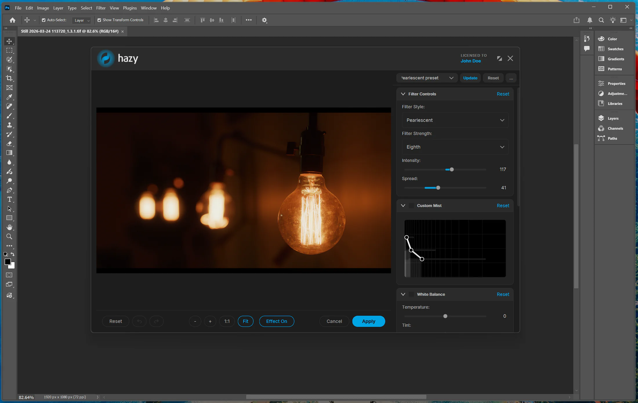Saving custom presets in the Hazy interface on Windows