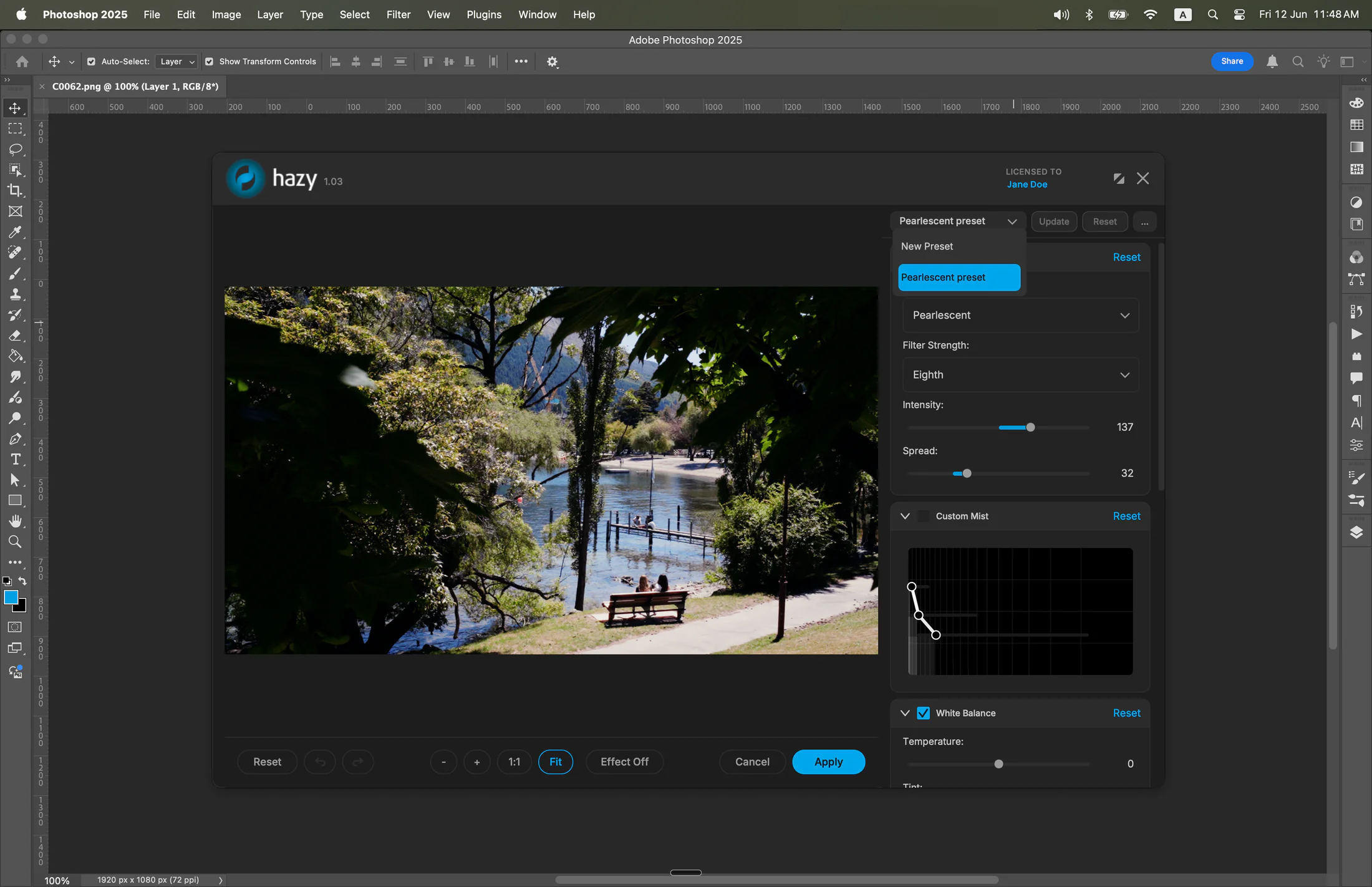 Saving custom presets in the Hazy interface