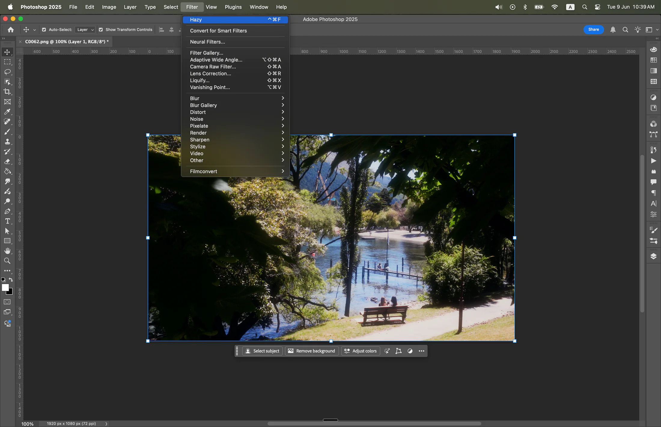 Photoshop Last Filter command repeating the Hazy edit